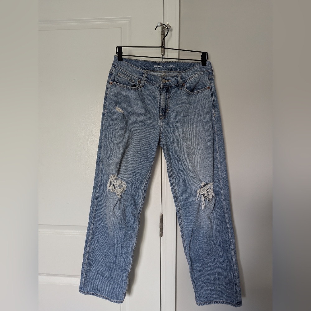 Old Navy Mid-Rise Boyfriend Loose Women's Blue Jeans